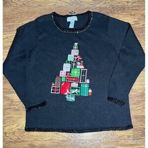 Vintage Christmas Sweater Embroidered Sequin Presents Tacky Grandma New sz 2X